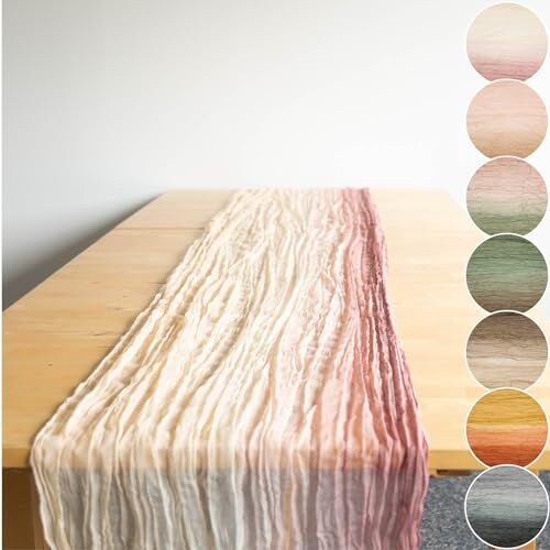 Halbach Seidenbänder Runner da tavola multicolore   Larghezza: 70 cm Lunghezza: 300 cm   Tovaglia con gradiente di colore, sottile tovaglia effetto cotone per matrimoni, colore: