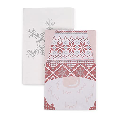 Ulster Weavers Cotton & Linen Union Asciugamani da tè con gnomo natalizio (confezione da 2, rosa, bianco) ()