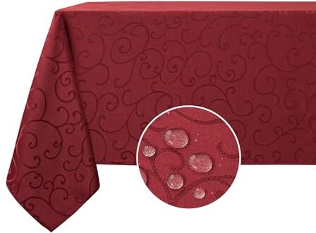 mosayt Tovaglia Antimacchia 40x80 cm Rettangolare Tovaglia Rosso Elegante Jacquard Tovaglie Impermeabile Per Proteggere Il Tavolo, Sala Da Pranzo, Soggiorno, Bar (4-6 Posti,  Pezzo)