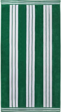 Superior Collection Luxurious Jacquard Asciugamani da Spiaggia, in Cotone Pettinato, Oversize, Cotone Spazzolato, Dark Green Cabana Stripe, 43 x 5 x 30 cm