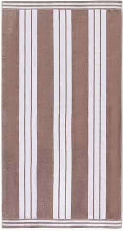 Superior Collection Luxurious Jacquard Asciugamani da Spiaggia, in Cotone Pettinato, Oversize, Cotone Spazzolato, Taupe Cabana Stripe, 43 x 5 x 30 cm