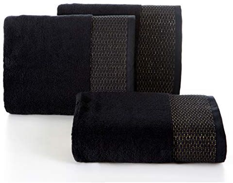 Eurofirany Asciugamano Cotone Nero Oro Morbido Cuciture Metalliche Bordatura Set 6 Pack Oeko-Tex, 50 x 90 cm, 3