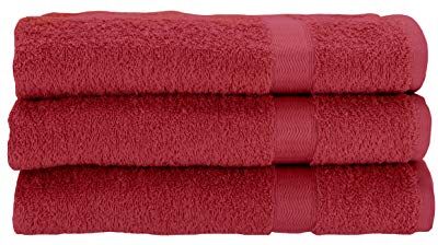 Gabel Asciugamani Viso, Spugna di Puro Cotone Idrofilo, 60 x 100 cm, Bordeaux, Set da 3 Pezzi