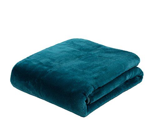 Gözze Morbida Coperta Premium, Sensazione Cashmere, Microfibra, 130 x 170 cm Blu petrolio