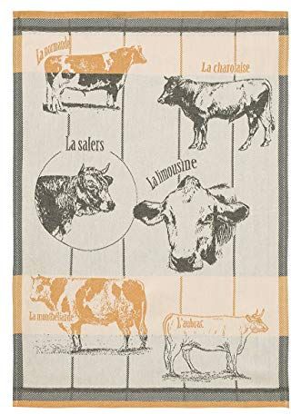 Coucke Asciugamano francese Cotton Jacquard Races Bovine, 50,8 cm x 76,2 cm, crema, 100% cotone