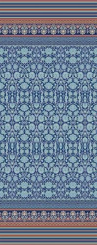 Bassetti MIRA Runner da tavola in 100% cotone, tessuto twill di colore blu B1, dimensioni: 50 x 150 cm