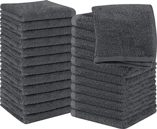 Utopia Towels Set Di 24 Asciugamani 100% Cotone Filato Ad Anelli, Asciugamano Di Flanella Di Qualità Superiore, Altamente Assorbente e Morbido (Grigio)