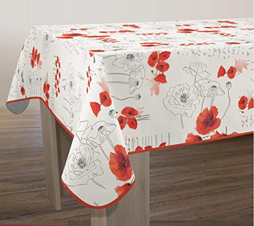 Le linge de Jules Tovaglia Antimacchia Poppies Rosso Rettangolare 120x150 cm