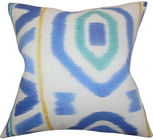 The Pillow Collection Rivka-Copricuscino Geometrico, Cotone, Blu, 22325 x 22325 x 7810 cm