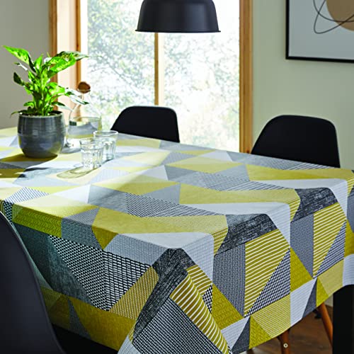 Catherine Lansfield Dining Larsson Geo Tovaglia in cotone, 132 x 178 cm, colore: Giallo ocra