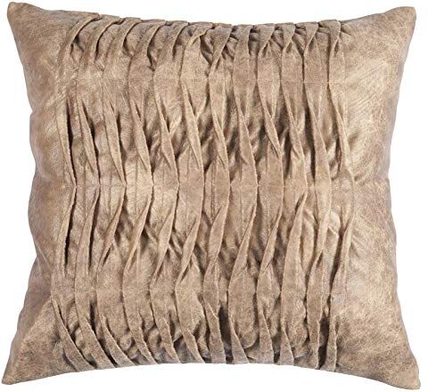 Stanley Federa per Cuscino Fatta a Mano, Cuscino Decorativo, in Velluto, con Ricamo a Laser e Ricamo, 45 x 45 cm, Colore Beige Dorato