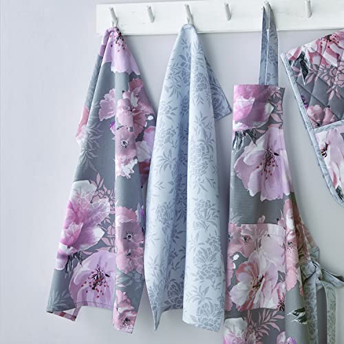 Catherine Lansfield Dramatic Floral Confezione da due strofinacci da tè, colore: Grigio