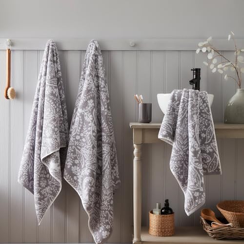 Dreams & Drapes Aveline Asciugamano da bagno, 100% cotone, 50 x 90 cm, colore: Grigio