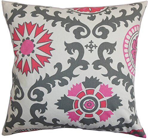 The Pillow Collection Kaula-Copricuscino Geometrico, Cotone, Rosa, 46 x 46 cm