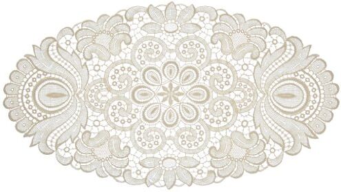 Plauener Spitze by Modespitze 67952 Centrino in Pizzo, Design Plauen, Colore Panna, Cotone, Beige, 25 cm x 45 cm Oval