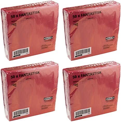 Ikea FANTASTISK 104.025.01 Tovaglioli di carta natalizi a 3 veli, rosso scuro/bordeaux, 40 x 40 cm, set da 200 (4 x 50)