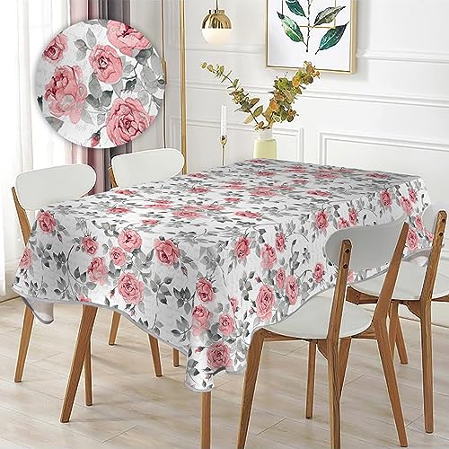 Generic Tovaglia rettangolare stampata impermeabile, stampa ad alta definizione, elegante e resistente，Omaggio 2 Pezzi Pinze Ferma Tovaglia (140_x_240_cm, Fiore Rosa)