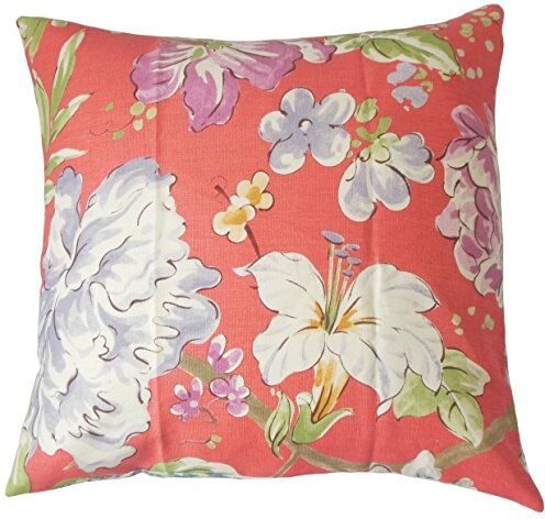 The Pillow Collection Niatohsa-Copricuscino Floreale, Lino, Rosa, 46 x 46 cm