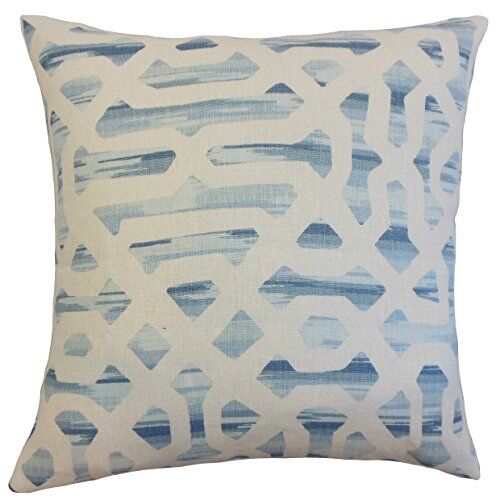 The Pillow Collection Farok-Copricuscino Geometrico, Cotone, Blu, 36865 x 36865 x 12899 cm