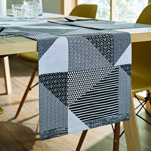 Catherine Lansfield Dining Larsson Geo Runner da tavola in cotone, 33 x 220 cm, colore: Grigio