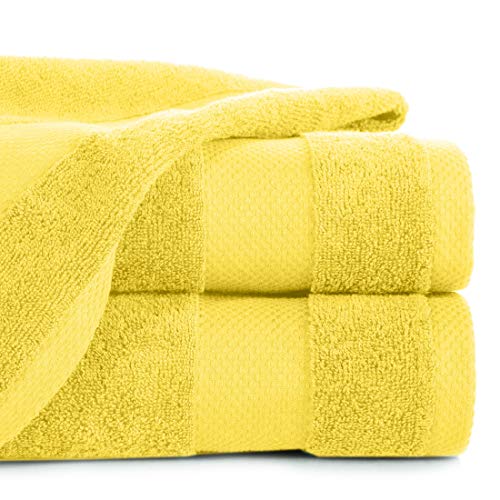 Eurofirany Andrea Set Sauna, Asciugamano da Bagno Lusso, Assorbente di Alta qualità, 100% Cotone 400 g/m2, Confezione da 3 e 6 Pezzi, Giallo, 50X90 cm/1 Pkg. Je 6 STK