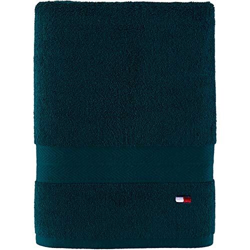 Tommy Hilfiger Asciugamano da bagno tinta unita, 1 pezzo, 76 x 137 cm, 100% cotone 574 g/m² (verde scuro)
