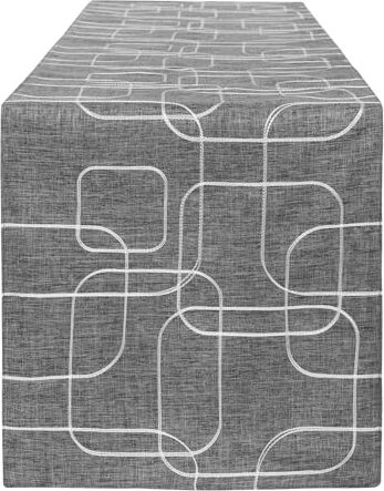 LLCUTESHOP Runner da Tavola Europeo Grigio Scuro 32 x 275 cm, Ricamo Fatto a Mano Ispessito Doppio Strato Rettangolare Lino Cotone Runner Tavola, Lavabile di Alta qualità per la Decorazione