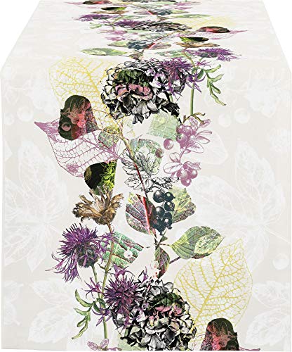 Apelt Runner, Cotone, Bianco-Viola, 46x140 cm