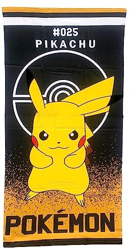 Nintendo Telo Mare Pikachu Pokemon asciugamano in microcotone, microfibra, spiaggia, piscina, 70 x 140 cm