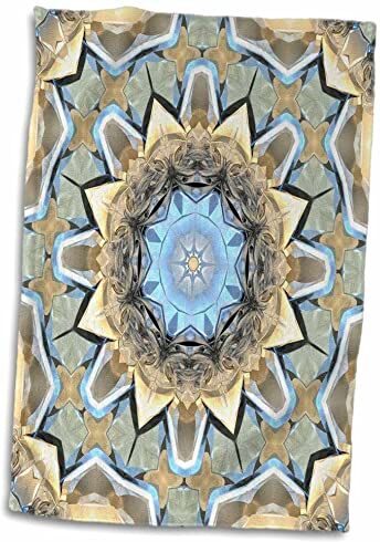 3dRose riflessi i Colori di Oro, Blu e Beige Mandala Design Asciugamano, Multicolore, 15 x 55,9 cm