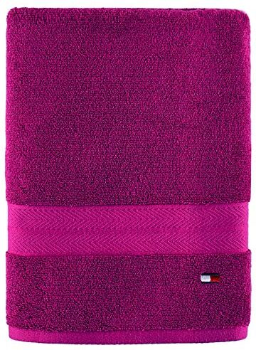 Tommy Hilfiger Asciugamano da bagno moderno americano, 76 x 137 cm, 100% cotone 574 g/m² (rosa lampone)