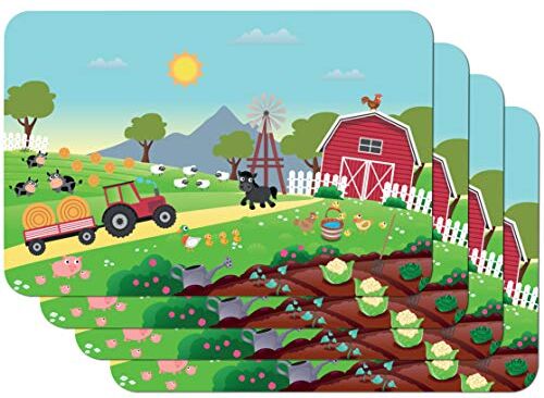 Venilia Country Stampate Bambini Tavola, Tovaglietta per Sala da Pranzo, a Prova di Cibo, 4 Pezzi, 30 x 450 cm, , 30 x 45 cm, 4 unità