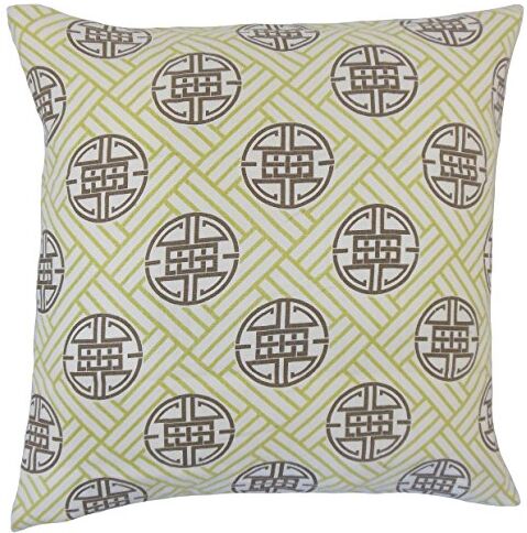 The Pillow Collection Gambhiri-Copricuscino Geometrico, Lino, Verde, 42105 x 42105 x 14733 cm