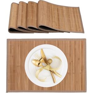 Relaxdays Set da 4 Tovagliette in bambù, Bordo in Tessuto, Sottopiatto Antiscivolo, 45x30 cm, Tovaglie Tavolo, Naturale Relaxdays Set da 4 Tovagliette in bambù, Bordo in Tessuto, Sottopiatto Antiscivolo, 45x30 cm, Tovaglie Tavolo, Naturale