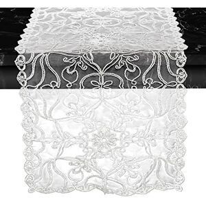 Elegant Comfort Ingrid Runner da comò con ricamo, per casa, stanza, tavolo, cucina, decorazione per interni ed esterni, 40,6 x 50,8 cm, bianco Elegant Comfort Ingrid Runner da comò con ricamo, per casa, stanza, tavolo, cucina, decorazione per interni ed esterni, 40,6 x 50,8 cm, bianco