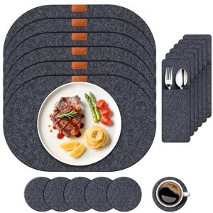 Vonsera Tovagliette Americane Lavabili, Set di 6 Tovagliette Colazione e Sottobicchieri in Feltro, Coperchi per Posate, Proteggi il Tuo Tavolo da Cucina, Grigio fumo, Ovali, 42x30cm Vonsera Tovagliette Americane Lavabili, Set di 6 Tovagliette Colazione e Sottobicchieri in Feltro, Coperchi per Posate, Proteggi il Tuo Tavolo da Cucina, Grigio fumo, Ovali, 42x30cm