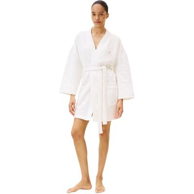 Tommy Hilfiger Donna Accappatoio Gift Quilted Robe Corto, Avorio (Ivory), M Tommy Hilfiger Donna Accappatoio Gift Quilted Robe Corto, Avorio (Ivory), M