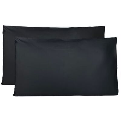 FARFALLAROSSA Coppia di Federe 100% Puro Cotone 50X70 CM, Set di 2 Tessuti per Cuscino Letto, Chiusura a Busta, Tinta Unita, Misura Standard Nero FARFALLAROSSA Coppia di Federe 100% Puro Cotone 50X70 CM, Set di 2 Tessuti per Cuscino Letto, Chiusura a Busta, Tinta Unita, Misura Standard Nero