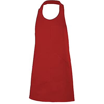 Grembiule Corto con Pettorale e Bottoni - Taglia Unica - Rosso - Grembiule Grembiule Corto con Pettorale e Bottoni - Taglia Unica - Rosso - Grembiule