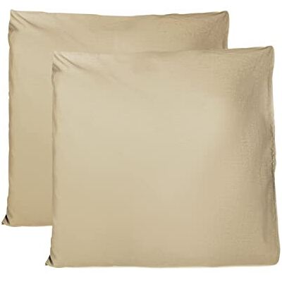 FARFALLAROSSA Coppia di Federe 100% Puro Cotone 60x60 CM, Set di 2 Tessuti per Cuscino Letto, Chiusura a Busta, Tinta Unita, Misura Standard Beige FARFALLAROSSA Coppia di Federe 100% Puro Cotone 60x60 CM, Set di 2 Tessuti per Cuscino Letto, Chiusura a Busta, Tinta Unita, Misura Standard Beige