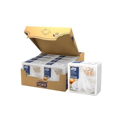 Tork LinStyle Tovagliolo Dinner bianco Premium (piegato in 4), monovelo, 12 pacchi x 50 tovaglioli (600 pz), 39 cm (lungh.) x 39 cm (largh.) Tork LinStyle Tovagliolo Dinner bianco Premium (piegato in 4), monovelo, 12 pacchi x 50 tovaglioli (600 pz), 39 cm (lungh.) x 39 cm (largh.)