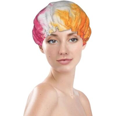 asbwuo Cuffia da a con doppia fodera, impermeabile, con stampe psichedeliche rosa e gialle, con texture tie-dye asbwuo Cuffia da a con doppia fodera, impermeabile, con stampe psichedeliche rosa e gialle, con texture tie-dye