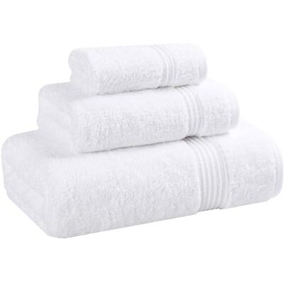 Superior Set di Asciugamani, Cotone Egiziano, Bianco, 3 Pezzi Superior Set di Asciugamani, Cotone Egiziano, Bianco, 3 Pezzi