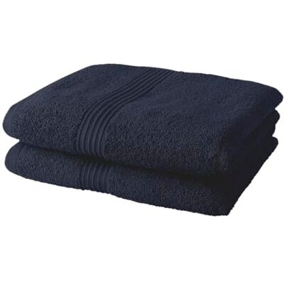 TODAY Set di 2 asciugamani da bagno, 50 x 90 cm, 100% cotone, colore: blu TODAY Set di 2 asciugamani da bagno, 50 x 90 cm, 100% cotone, colore: blu
