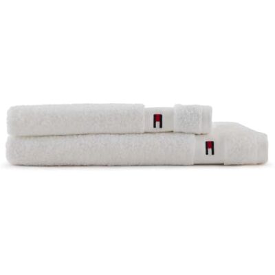 Tommy Hilfiger Set di 2 asciugamani, bianco, spugna boucle, 520 g/m², 100% cotone pettinato, passamaneria jacquard e ricami, morbidi e assorbenti, 60x110 cm Tommy Hilfiger Set di 2 asciugamani, bianco, spugna boucle, 520 g/m², 100% cotone pettinato, passamaneria jacquard e ricami, morbidi e assorbenti, 60x110 cm