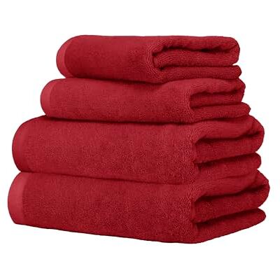 Ruggeri Set 4 Asciugamani Bagno 2 Viso + 2 Ospite, Cotone 500 gr, Rosso Ruggeri Set 4 Asciugamani Bagno 2 Viso + 2 Ospite, Cotone 500 gr, Rosso