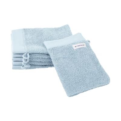 TOM TAILOR Herding Waschhandschuh, Color Bath Towel Sky Blue, 6er Set, 16x21 cm, 100% Baumwolle/Frottier, mit Aufhänger und Label mit Logo TOM TAILOR Herding Waschhandschuh, Color Bath Towel Sky Blue, 6er Set, 16x21 cm, 100% Baumwolle/Frottier, mit Aufhänger und Label mit Logo