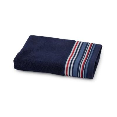 Tommy Hilfiger Asciugamano da bagno, blu navy, spugna boucle, 480 g/m², 100% cotone, bordo tessuto a righe, leggero e assorbente Tommy Hilfiger Asciugamano da bagno, blu navy, spugna boucle, 480 g/m², 100% cotone, bordo tessuto a righe, leggero e assorbente