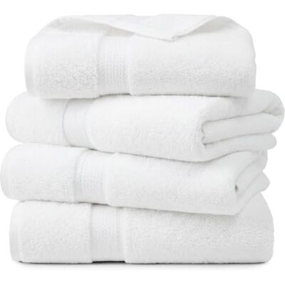 Superior Set di 4 asciugamani da bagno in pile di cotone egiziano, asciugamani ultra morbidi di lusso, essenziali in peluche spesso, assorbenti pesanti, bagno per ospiti, hotel, spa, bagno di casa Superior Set di 4 asciugamani da bagno in pile di cotone egiziano, asciugamani ultra morbidi di lusso, essenziali in peluche spesso, assorbenti pesanti, bagno per ospiti, hotel, spa, bagno di casa