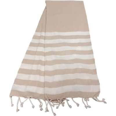 Atout Ciel Telo mare Fouta a righe con frange 90 x 180 cm, lino Atout Ciel Telo mare Fouta a righe con frange 90 x 180 cm, lino